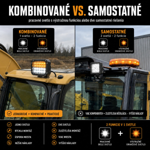 Pracovné LED svetlo s výstražnou funkciou vs. samostatné pracovné svetlo