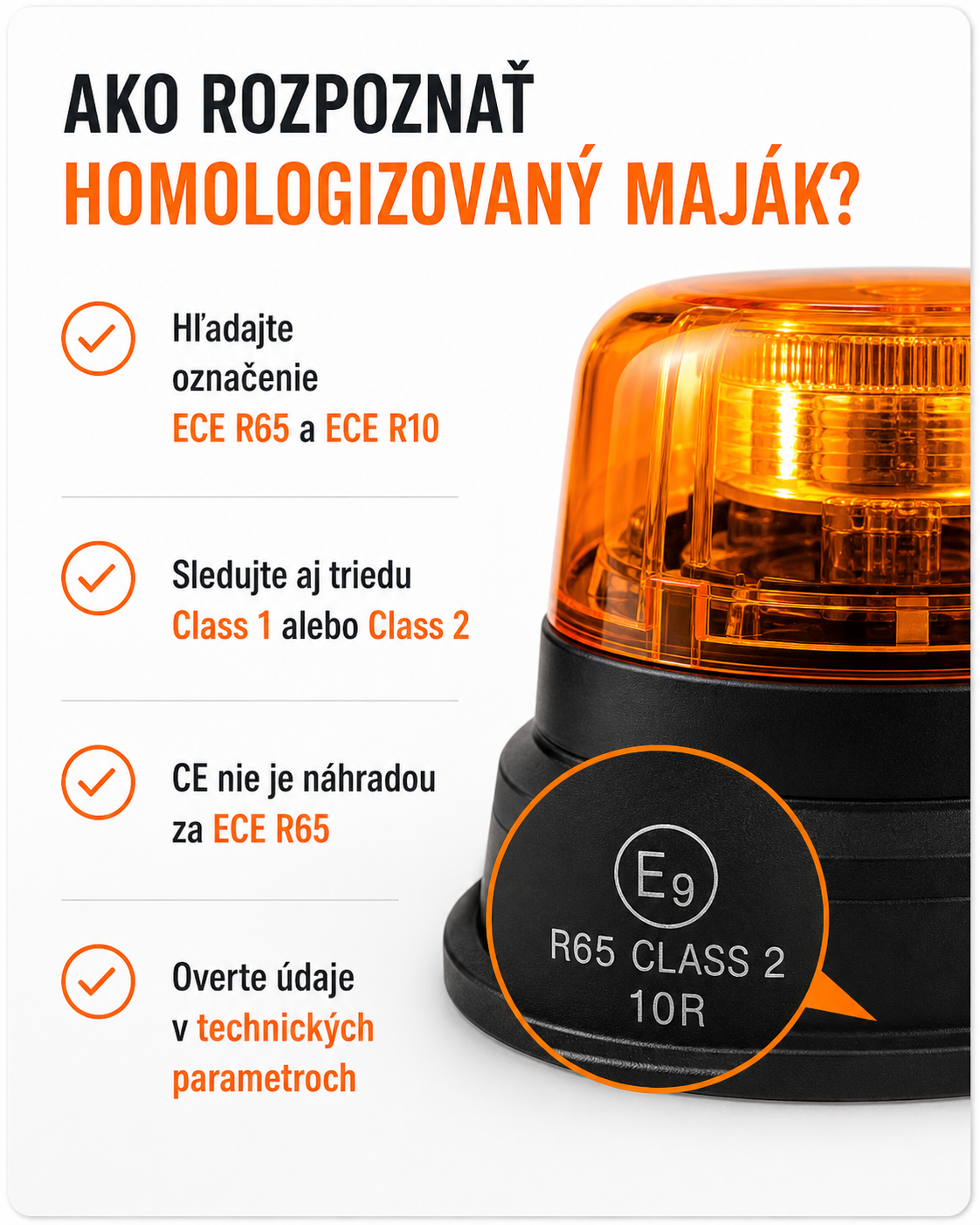 Označenie homologizácie na majáku