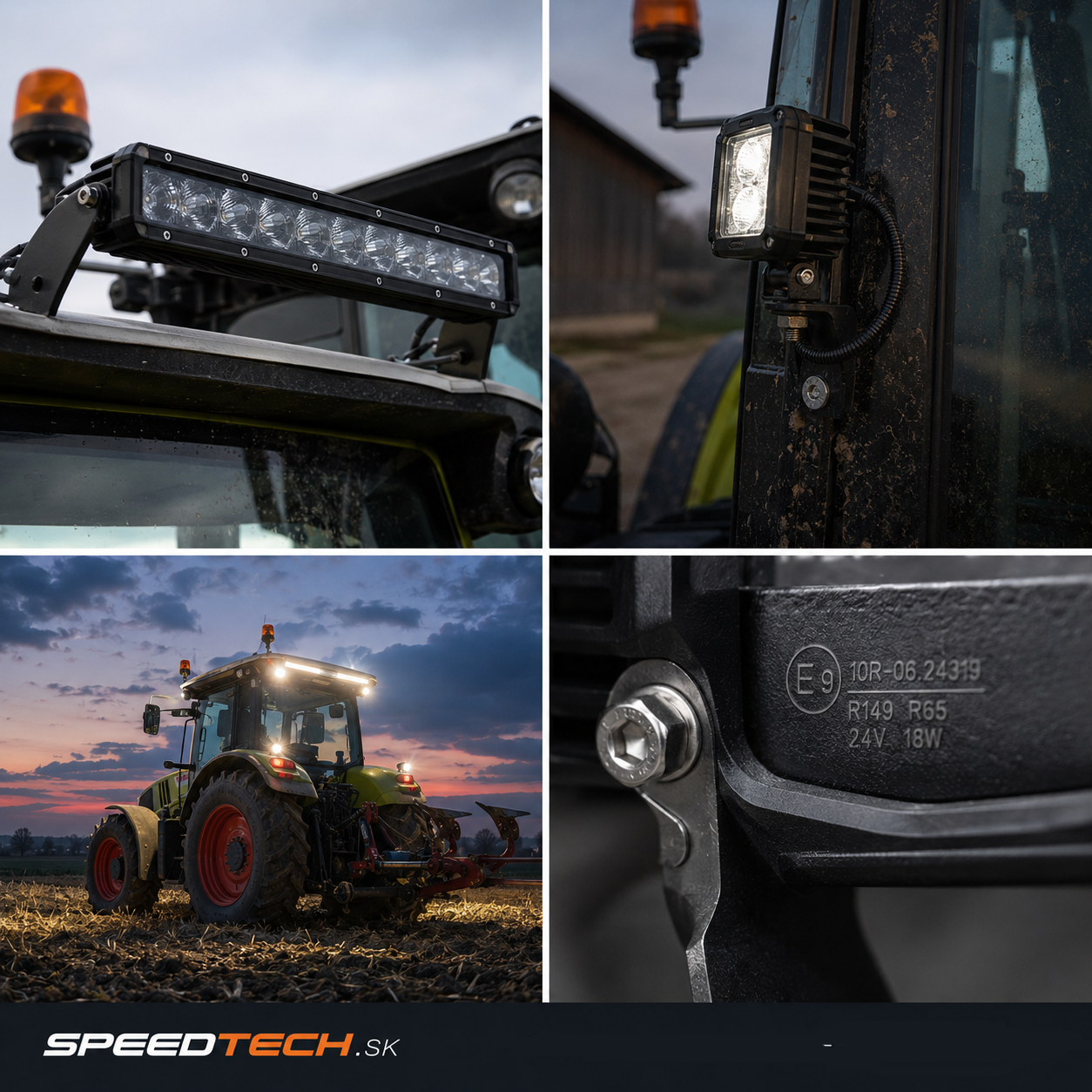 LED rampa na traktor a zadné pracovné reflektory