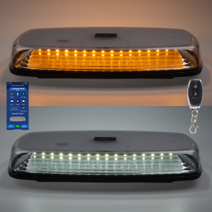 AKU LED rampa - 48xLED / oranžovo-biela / Bluetooth ovládanie / diaľkový ovládač / ECE R65 R10 / s magnetom (304x157x44mm)